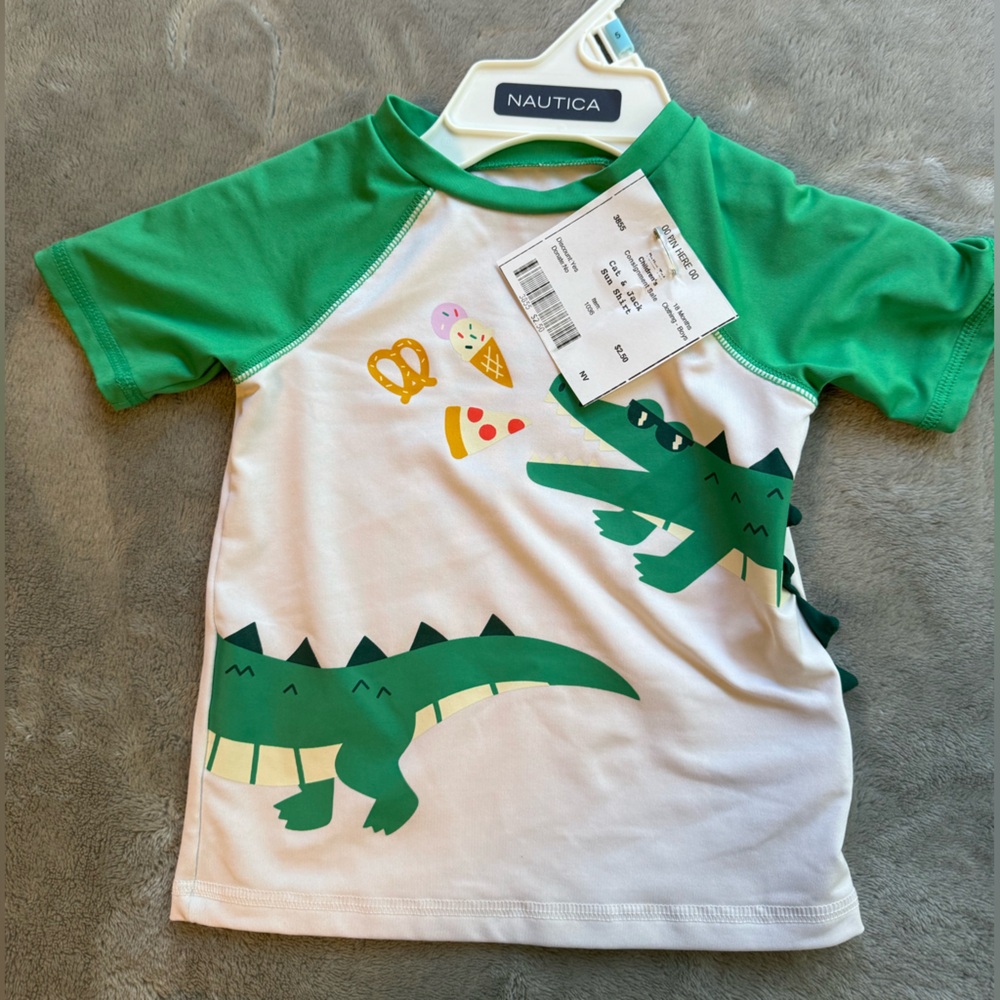 Cat&Jack swim - Green and White Dinosaur